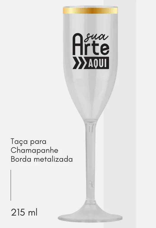 Ta&ccedil;a de Champanhe Borda Metalizada 