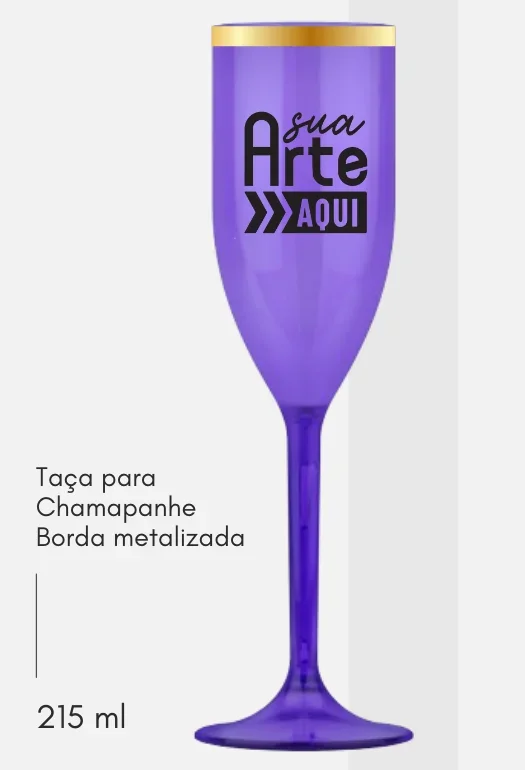 Ta&ccedil;a de Champanhe Borda Metalizada 