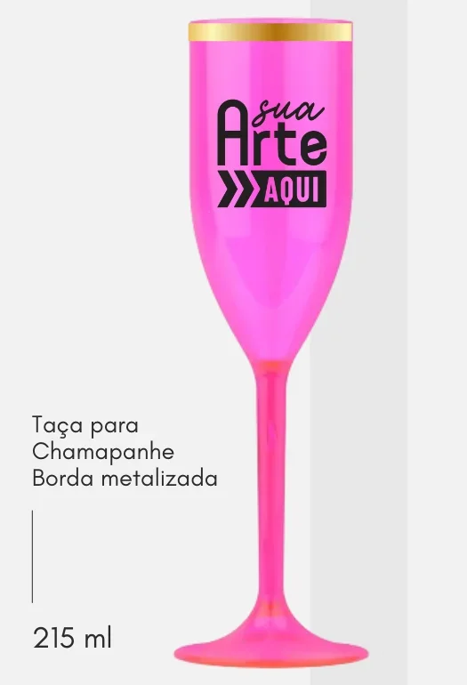 Taça de Champanhe Borda Metalizada  Taça de Champanhe Borda Metalizada