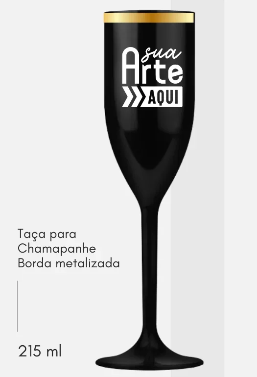 Ta&ccedil;a de Champanhe Borda Metalizada 