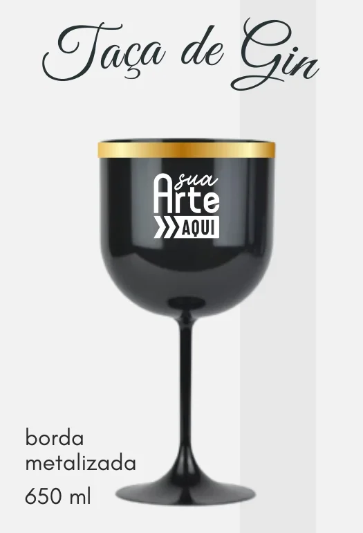 Taça de Gin Borda Metalizada  Taça de Gin Borda Metalizada