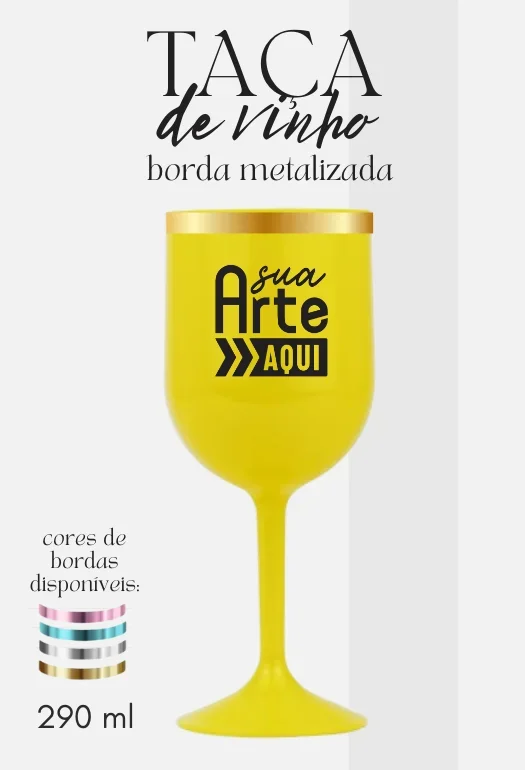 Taça de Vinho Borda Metalizada Taça de Vinho Borda Metalizada