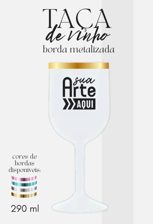 Taça de Gin Borda Metalizada  Taça de Gin Borda Metalizada