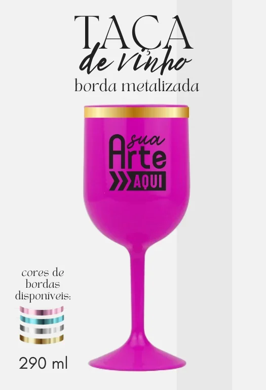 Taça de Vinho Borda Metalizada Taça de Vinho Borda Metalizada