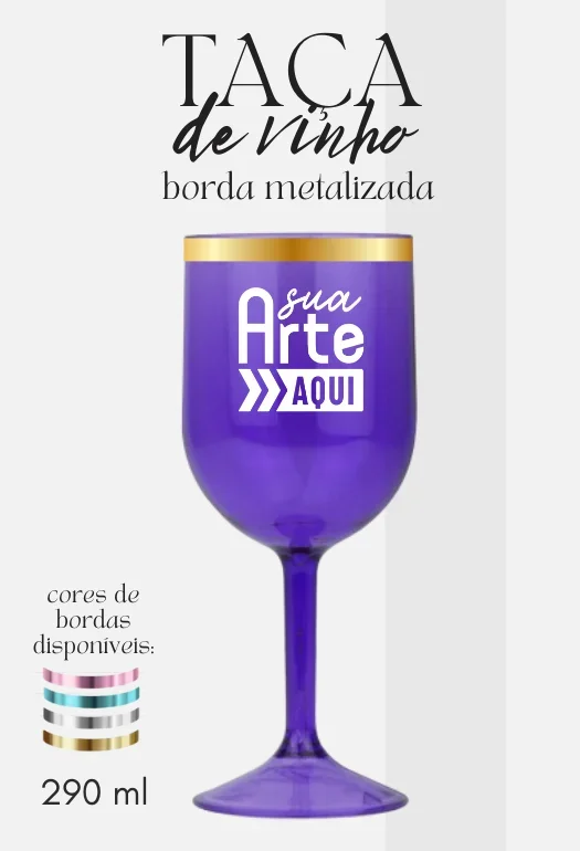 Taça de Vinho Borda Metalizada Taça de Vinho Borda Metalizada