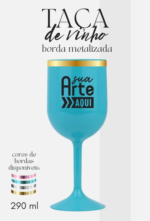 Taça de Vinho Borda Metalizada Taça de Vinho Borda Metalizada