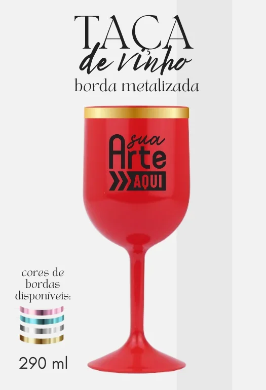 Taça de Vinho Borda Metalizada Taça de Vinho Borda Metalizada