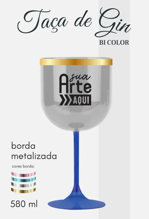 Taça de Gin Borda Metalizada Taça de Gin Borda Metalizada