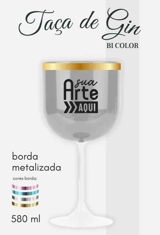 Taça de Gin Borda Metalizada Taça de Gin Borda Metalizada