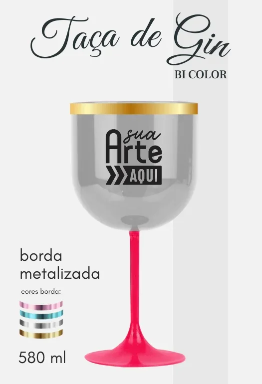 Taça de Gin Borda Metalizada Taça de Gin Borda Metalizada