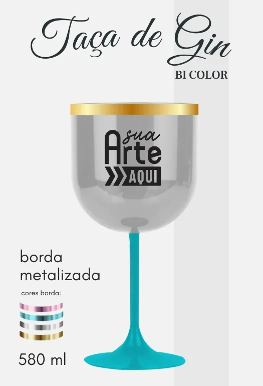 Taça de Gin Borda Metalizada Taça de Gin Borda Metalizada
