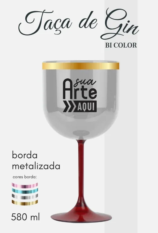 Taça de Gin Borda Metalizada Taça de Gin Borda Metalizada