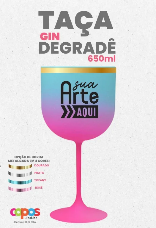 Taça Gin Borda Metalizada Taça Gin Borda Metalizada