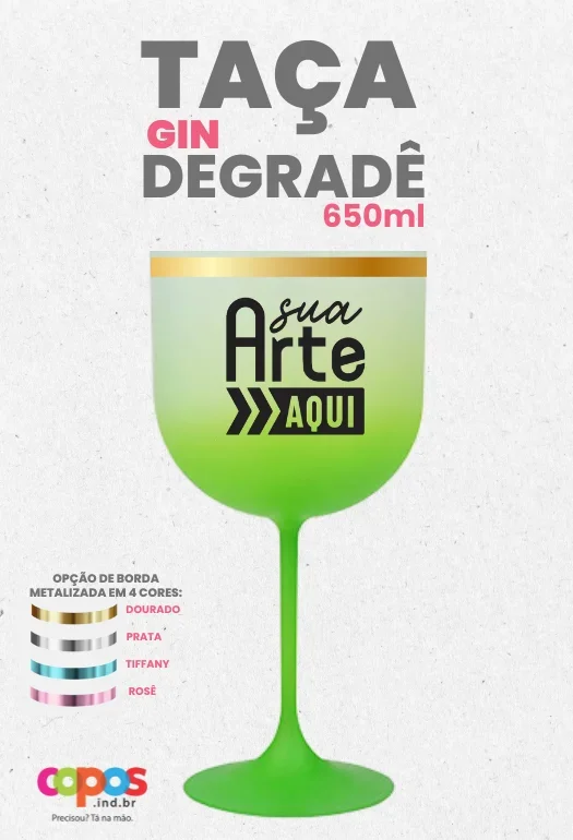 Taça Gin Borda Metalizada Taça Gin Borda Metalizada