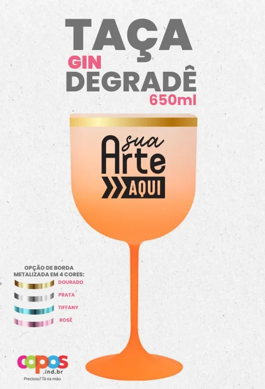 Taça Gin Borda Metalizada Taça Gin Borda Metalizada