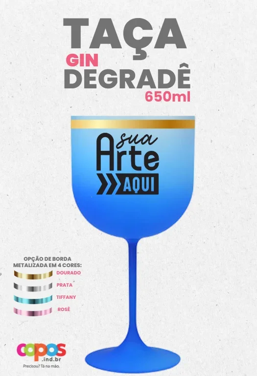 Taça Gin Borda Metalizada Taça Gin Borda Metalizada