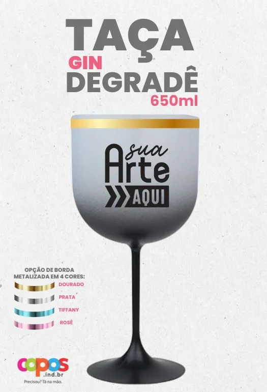 Taça Gin Borda Metalizada Taça Gin Borda Metalizada