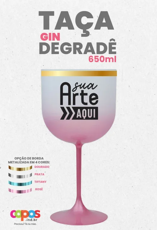 Taça Gin Borda Metalizada Taça Gin Borda Metalizada