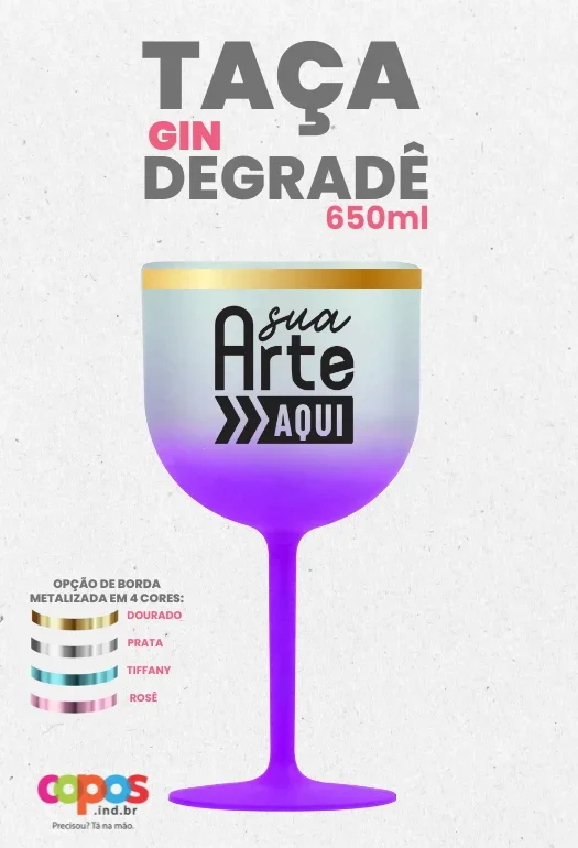 Taça Gin Borda Metalizada Taça Gin Borda Metalizada
