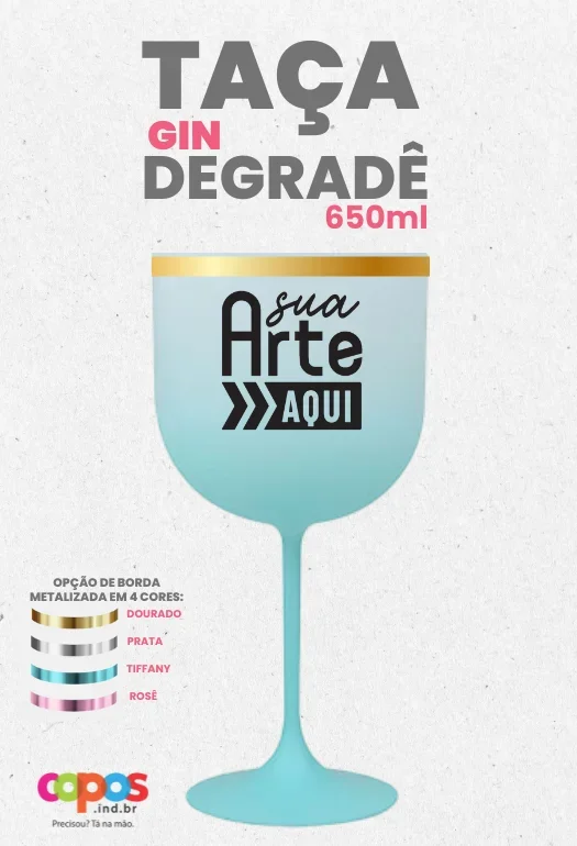 Taça Gin Borda Metalizada Taça Gin Borda Metalizada