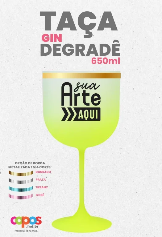 Taça Gin Borda Metalizada Taça Gin Borda Metalizada